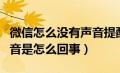 微信怎么没有声音提醒了（微信来信息没有声音是怎么回事）