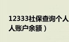 12333社保查询个人账户余额（社保查询个人账户余额）