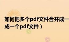 如何把多个pdf文件合并成一个pdf（如何将多个pdf文件合成一个pdf文件）