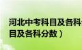 河北中考科目及各科分数2023（河北中考科目及各科分数）