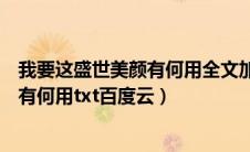 我要这盛世美颜有何用全文加番外百度云（我要这盛世美颜有何用txt百度云）