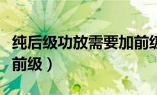 纯后级功放需要加前级吗（纯后级功放如何配前级）