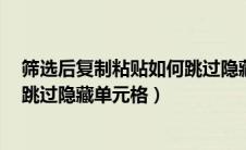 筛选后复制粘贴如何跳过隐藏单元格（excel筛选复制粘贴跳过隐藏单元格）