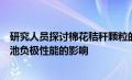 研究人员探讨棉花秸秆颗粒的大小对生物炭结构和锂离子电池负极性能的影响