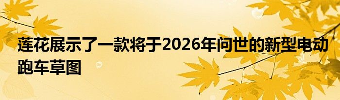 莲花展示了一款将于2026年问世的新型电动跑车草图