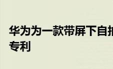 华为为一款带屏下自拍相机的智能手机申请了专利